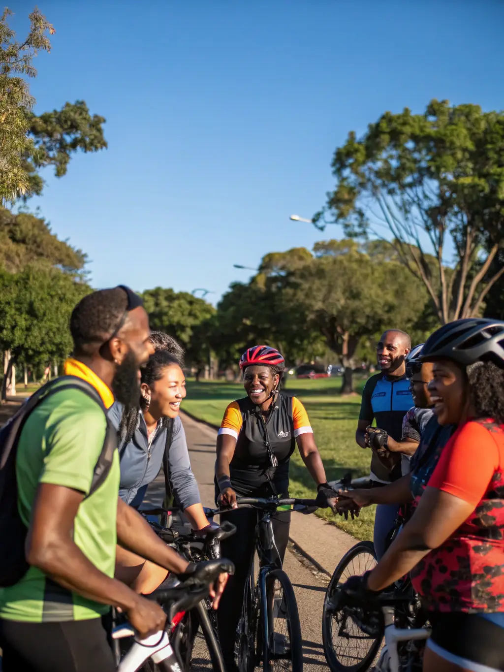 A diverse group of BMX riders participating in a KTC community event, emphasizing the inclusive and supportive environment of the organization.