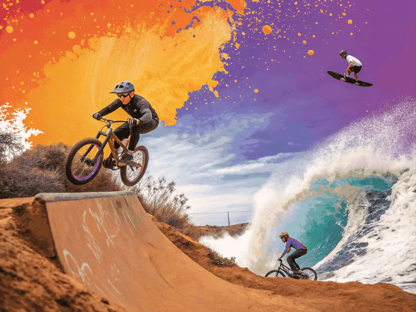 A dynamic image of a BMX rider executing a complex trick during a competition at a KTC-sponsored event, capturing the thrill and skill involved.